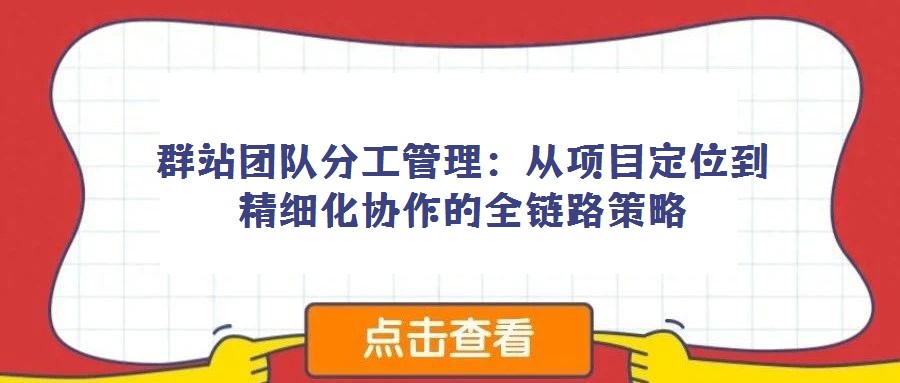 群站團隊分工管理：從項目定位到精細化協作的全鏈路策略